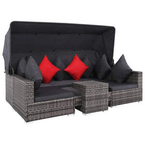 vidaXL Patio Furniture Set Conversation Set Sectional Sofa with Table Rattan-1