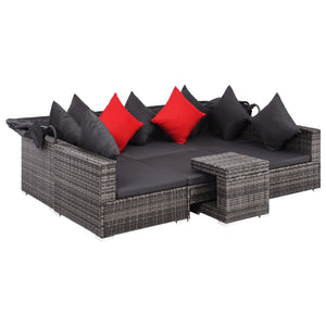 vidaXL Patio Furniture Set Conversation Set Sectional Sofa with Table Rattan-2