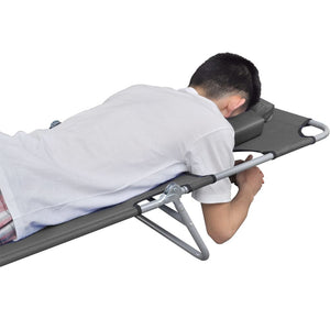 vidaXL Patio Lounge Chair Folding Sunlounger Sunbed with Head Cushion Steel-36
