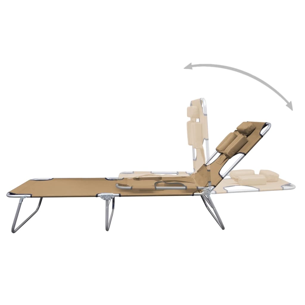 vidaXL Patio Lounge Chair Folding Sunlounger Sunbed with Head Cushion Steel-47