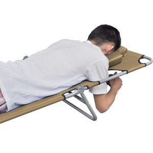 vidaXL Patio Lounge Chair Folding Sunlounger Sunbed with Head Cushion Steel-9