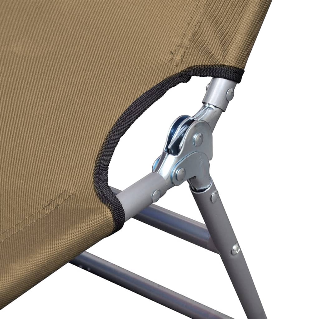 vidaXL Patio Lounge Chair Folding Sunlounger Sunbed with Head Cushion Steel-15