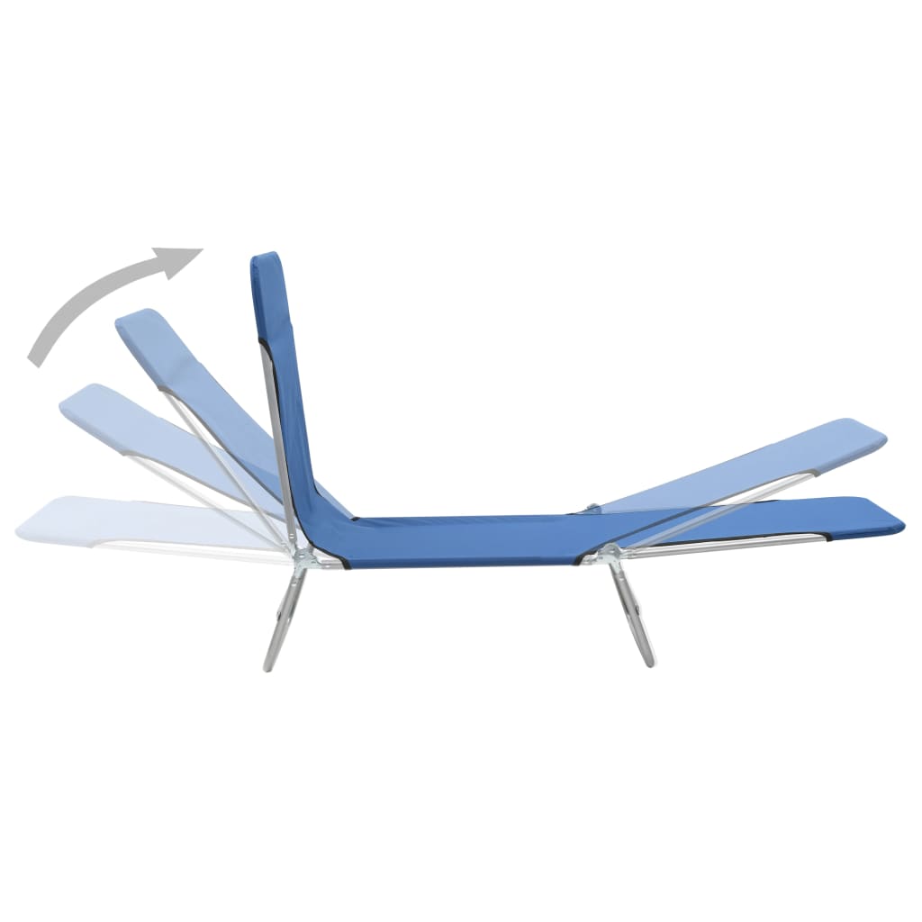 vidaXL 2x Folding Sun Lounger Steel and Fabric Garden Lounge Seat Multi Colors-29