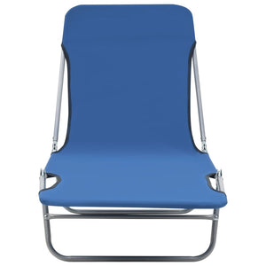 vidaXL 2x Folding Sun Lounger Steel and Fabric Garden Lounge Seat Multi Colors-5