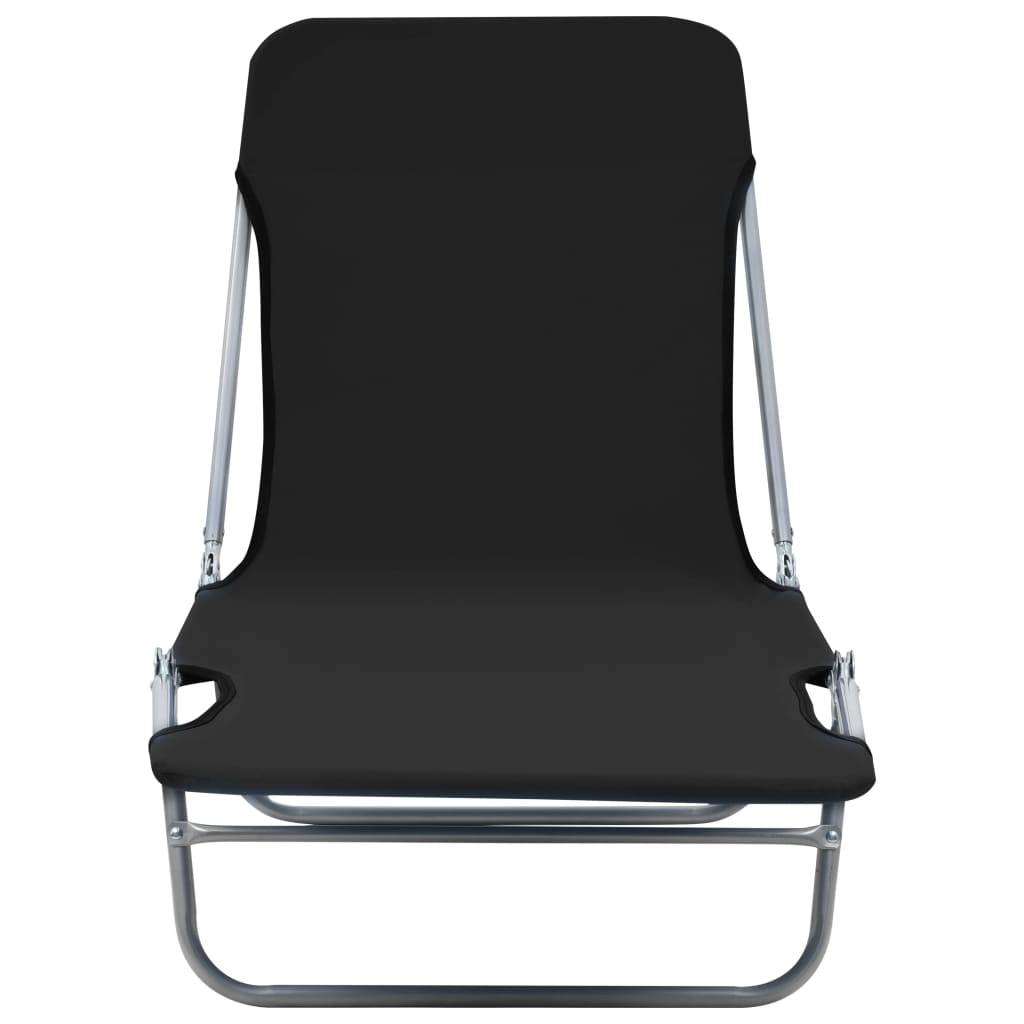 vidaXL 2x Folding Sun Lounger Steel and Fabric Garden Lounge Seat Multi Colors-7