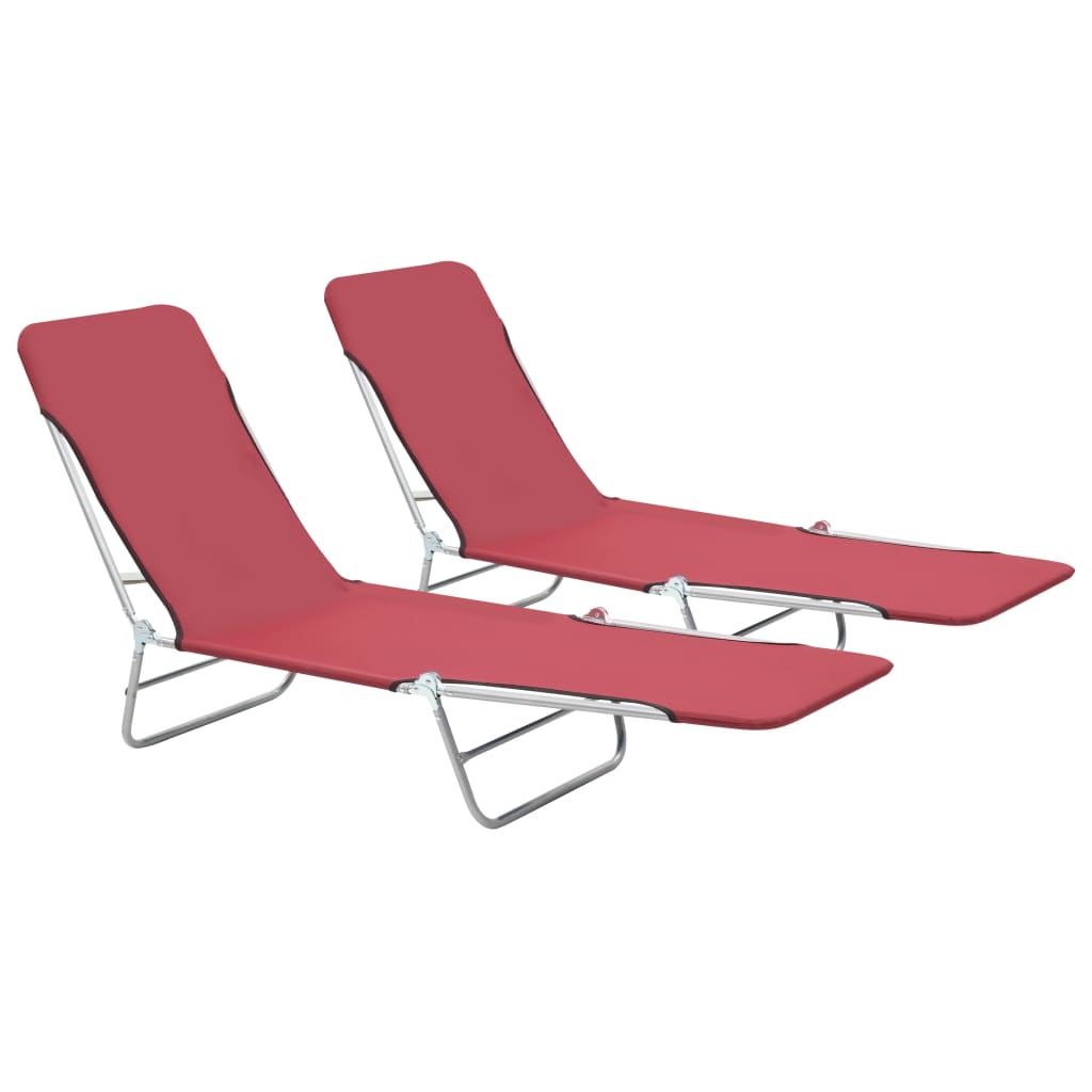 vidaXL 2x Folding Sun Lounger Steel and Fabric Garden Lounge Seat Multi Colors-34