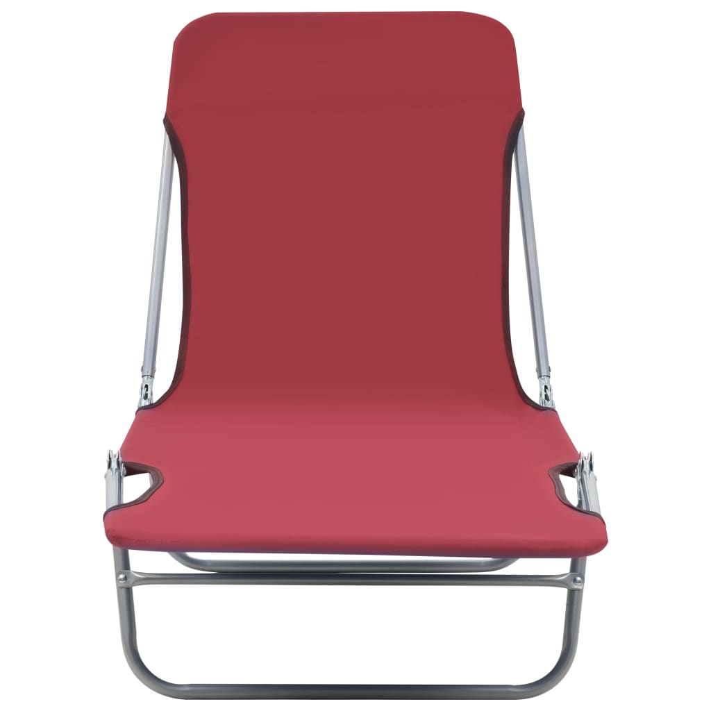 vidaXL 2x Folding Sun Lounger Steel and Fabric Garden Lounge Seat Multi Colors-9