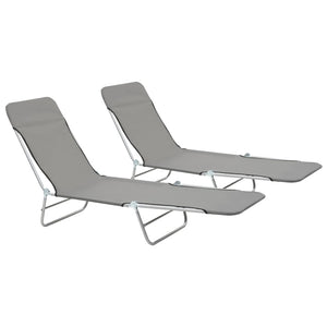 vidaXL 2x Folding Sun Lounger Steel and Fabric Garden Lounge Seat Multi Colors-37