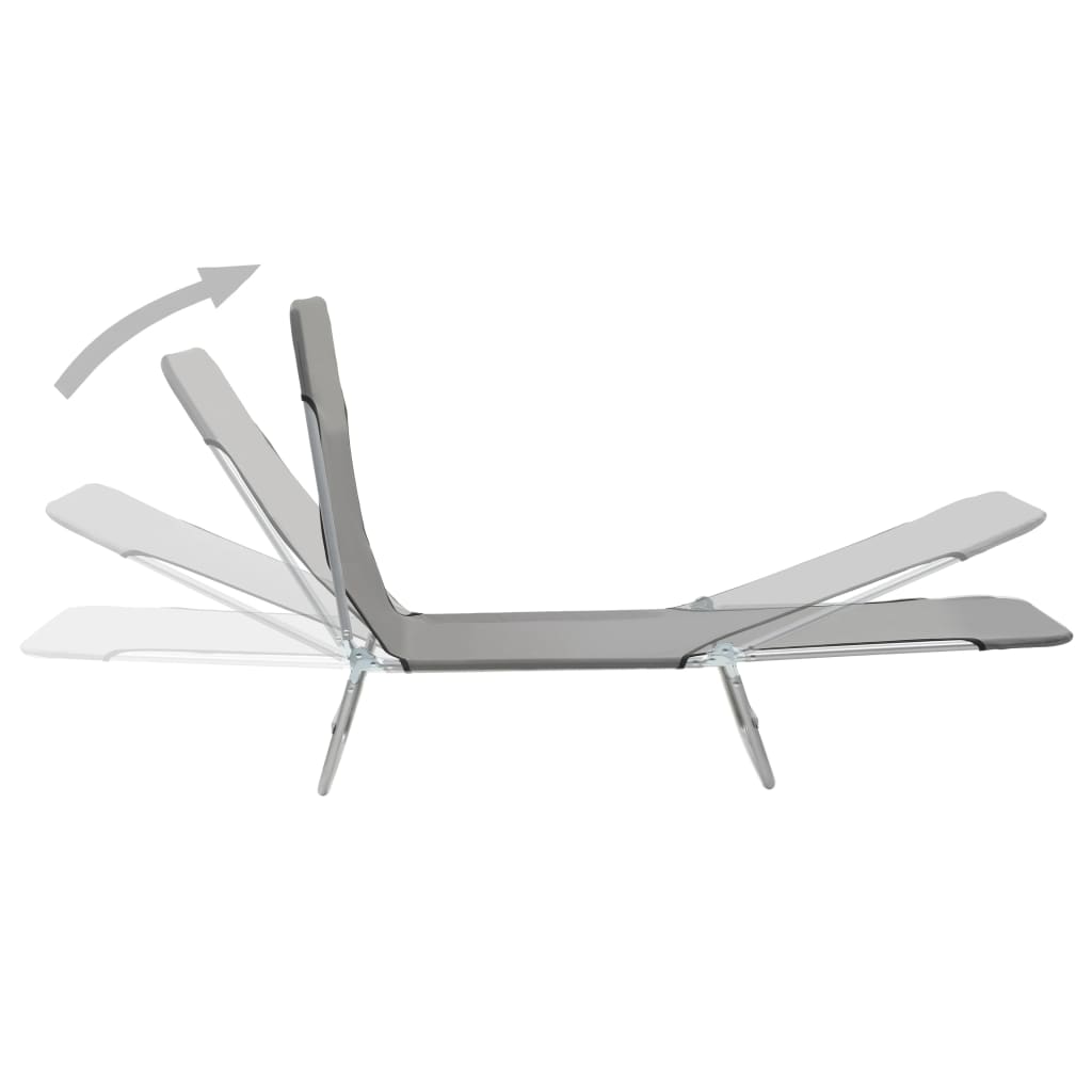 vidaXL 2x Folding Sun Lounger Steel and Fabric Garden Lounge Seat Multi Colors-38