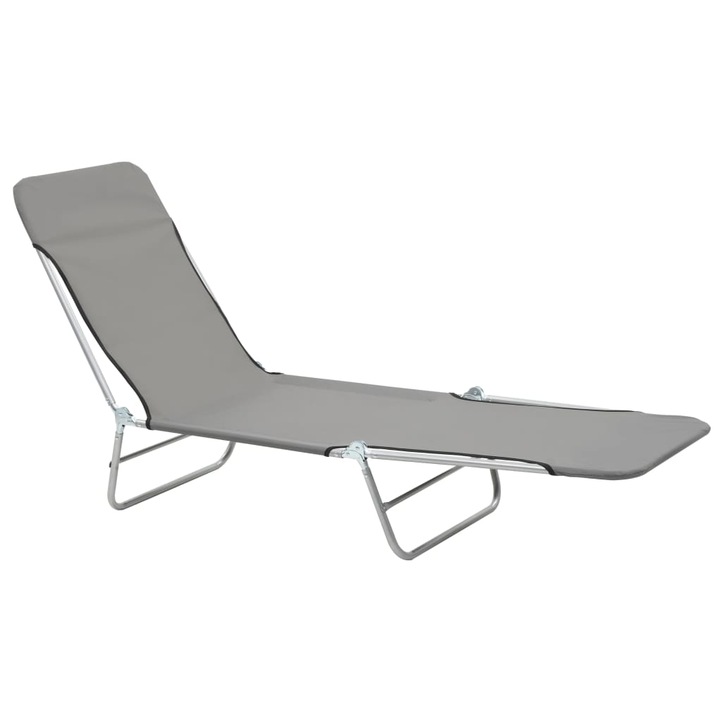 vidaXL 2x Folding Sun Lounger Steel and Fabric Garden Lounge Seat Multi Colors-39