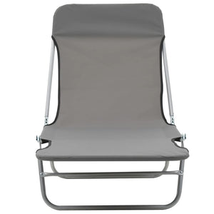 vidaXL 2x Folding Sun Lounger Steel and Fabric Garden Lounge Seat Multi Colors-12