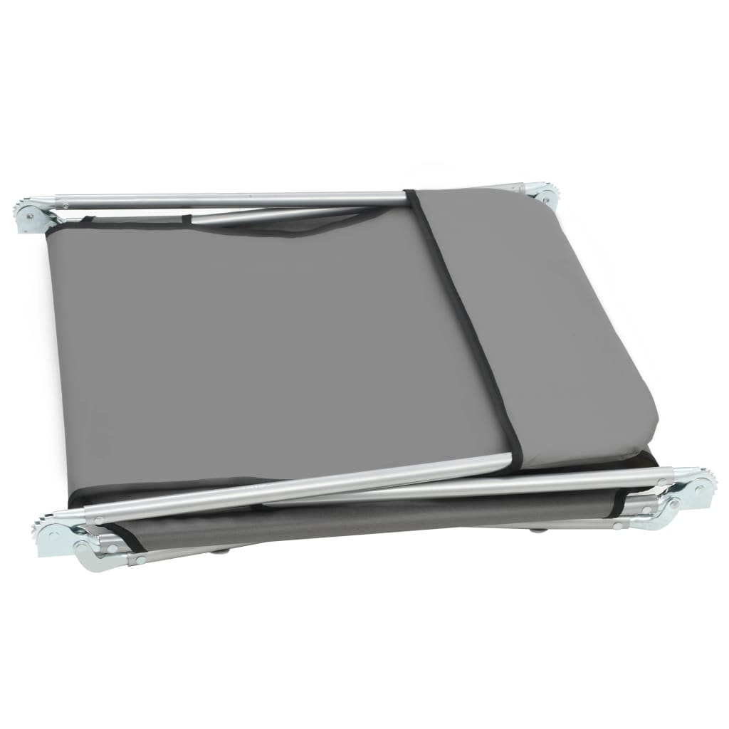 vidaXL 2x Folding Sun Lounger Steel and Fabric Garden Lounge Seat Multi Colors-14