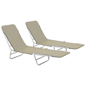 vidaXL 2x Folding Sun Lounger Steel and Fabric Garden Lounge Seat Multi Colors-40