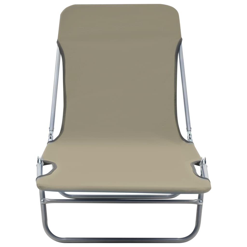 vidaXL 2x Folding Sun Lounger Steel and Fabric Garden Lounge Seat Multi Colors-16