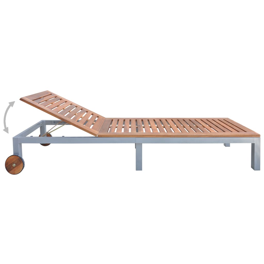 vidaXL Sun Lounger Solid Acacia Wood-2