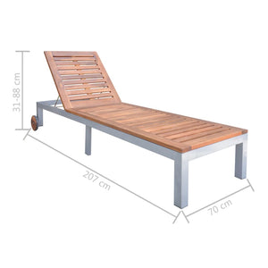 vidaXL Sun Lounger Solid Acacia Wood-4