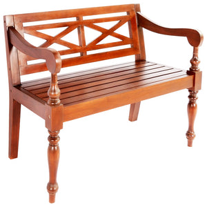 vidaXL Batavia Bench 38.6" Solid Mahogany Wood Dark Brown-0