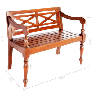 vidaXL Batavia Bench 38.6" Solid Mahogany Wood Dark Brown-19