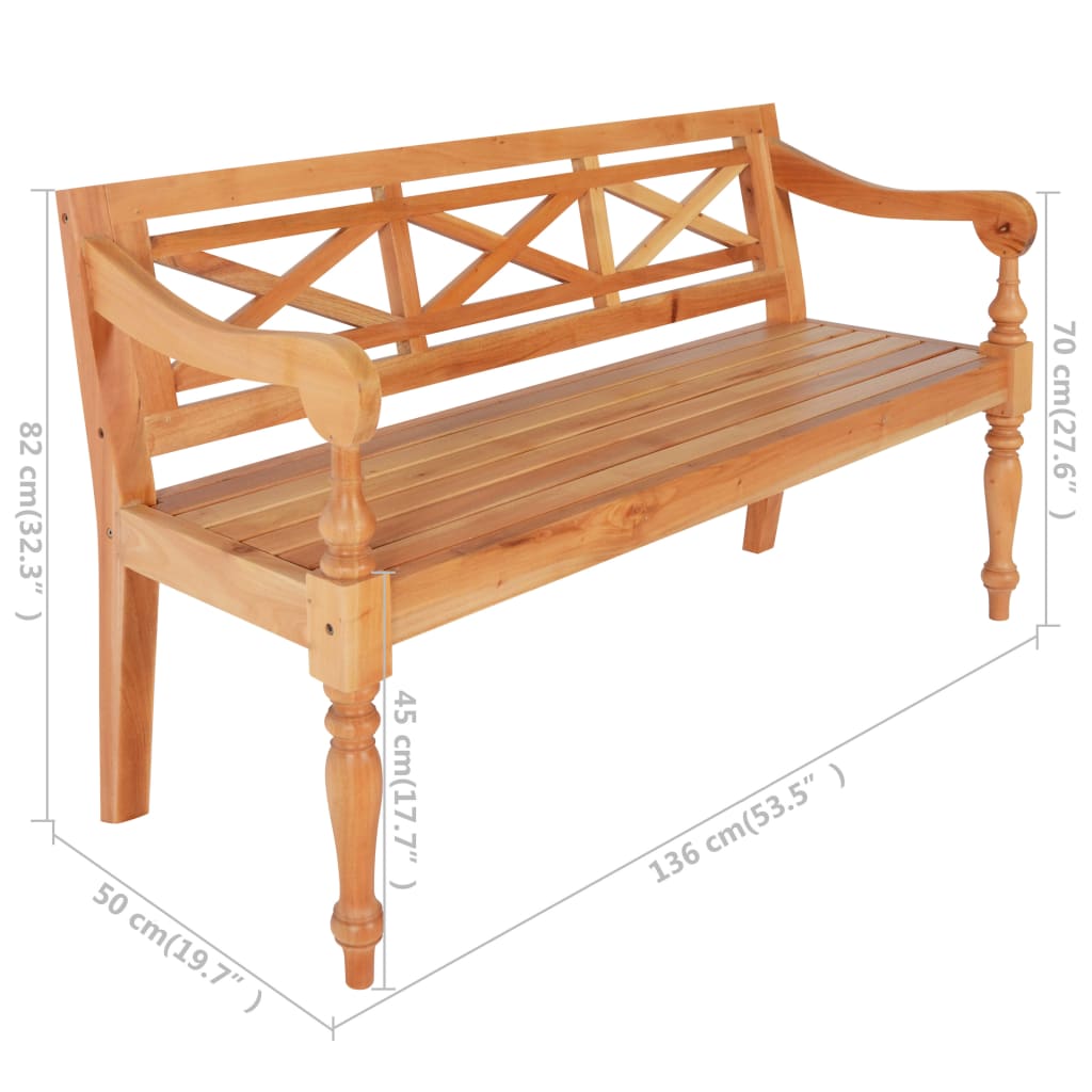 vidaXL Batavia Bench 38.6" Solid Mahogany Wood Dark Brown-52