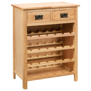 vidaXL Wine Cabinet Bottle Holder 2 Drawers Floor Wine Cabinet Solid Oak Wood-0