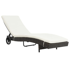 vidaXL Patio Lounge Chair Outdoor Sunbed Sunlounger with Cushion Poly Rattan-5
