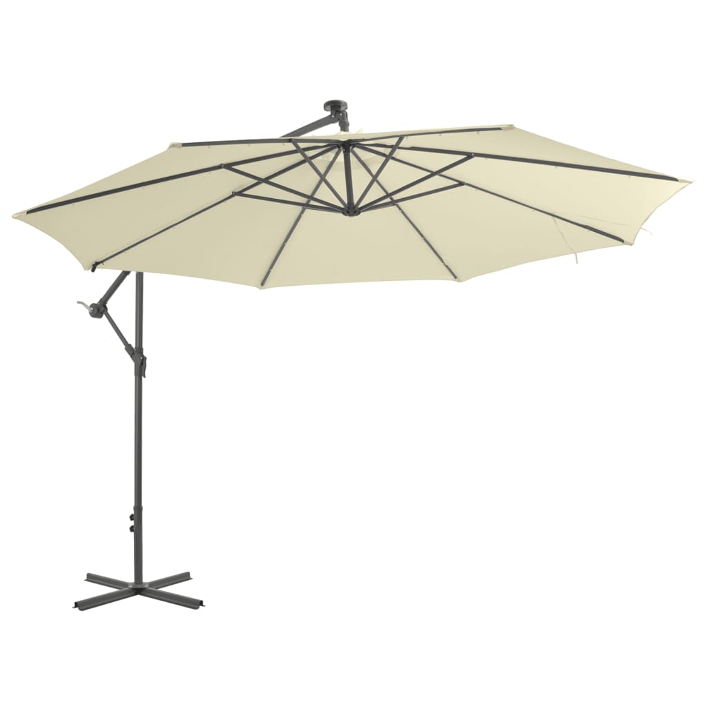 vidaXL Cantilever Umbrella Parasol with Solar LEDs Patio Umbrella Sunshade-73