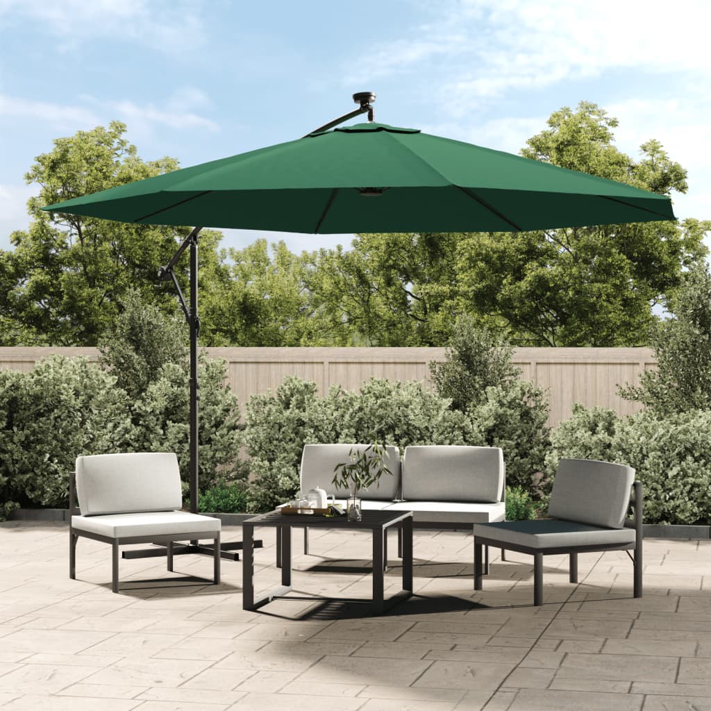 vidaXL Cantilever Umbrella Parasol with Solar LEDs Patio Umbrella Sunshade-79