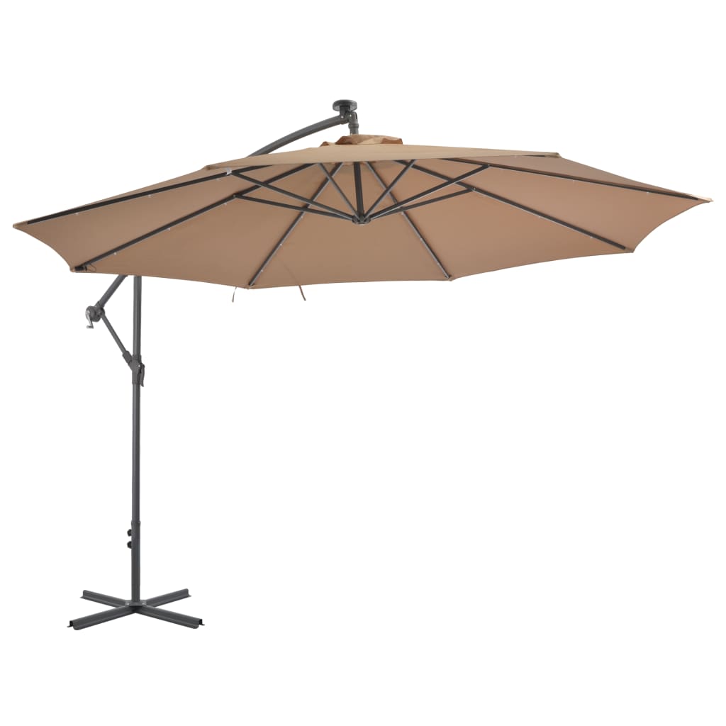 vidaXL Cantilever Umbrella Parasol with Solar LEDs Patio Umbrella Sunshade-21