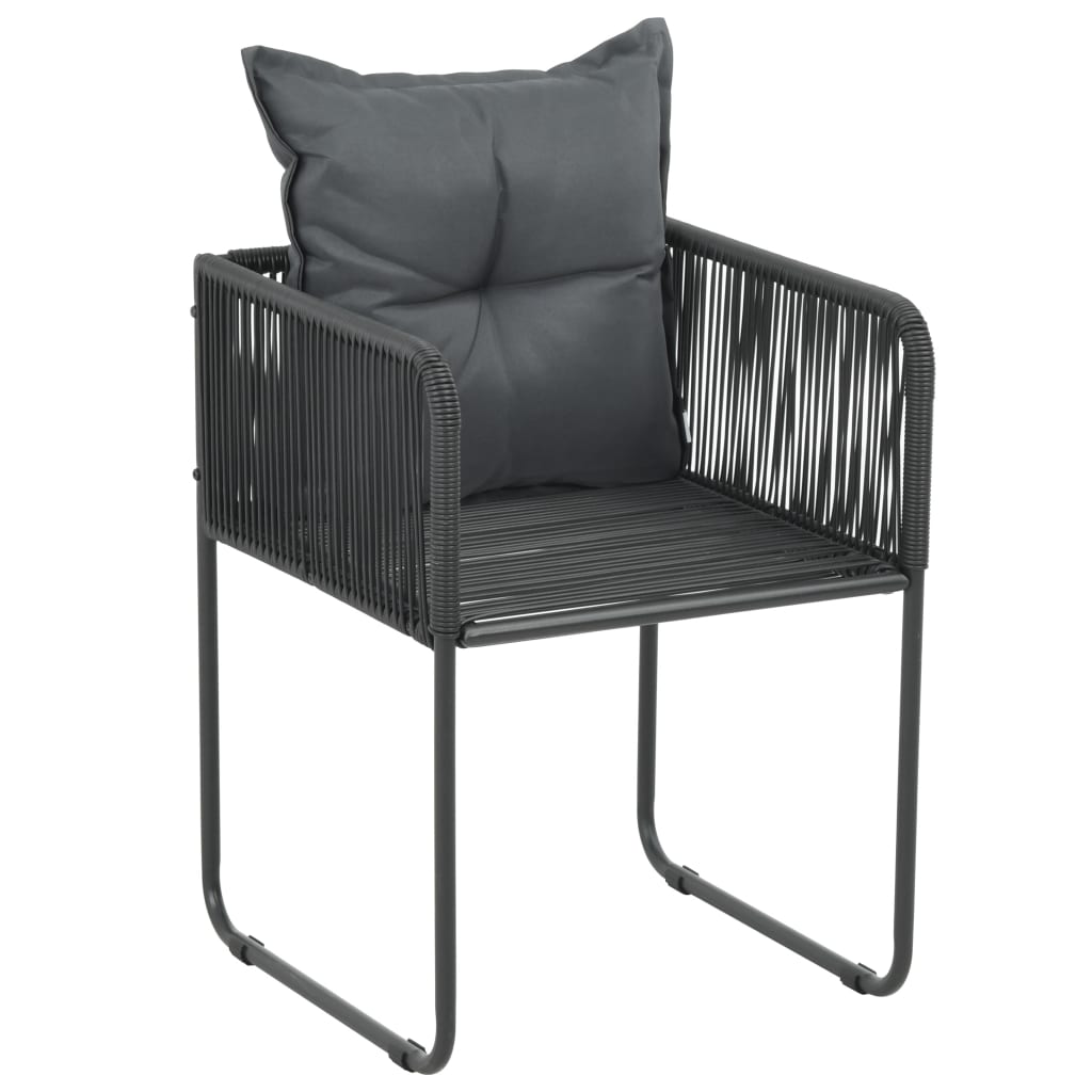 vidaXL Patio Chairs Outdoor Patio Dining Chair with Pillows Poly Rattan Black-16