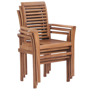 vidaXL Dining Chairs Stacking Accent Kitchen Living Room Chair Solid Teak-4