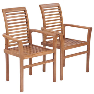 vidaXL Dining Chairs Stacking Accent Kitchen Living Room Chair Solid Teak-7