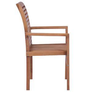 vidaXL Dining Chairs Stacking Accent Kitchen Living Room Chair Solid Teak-16