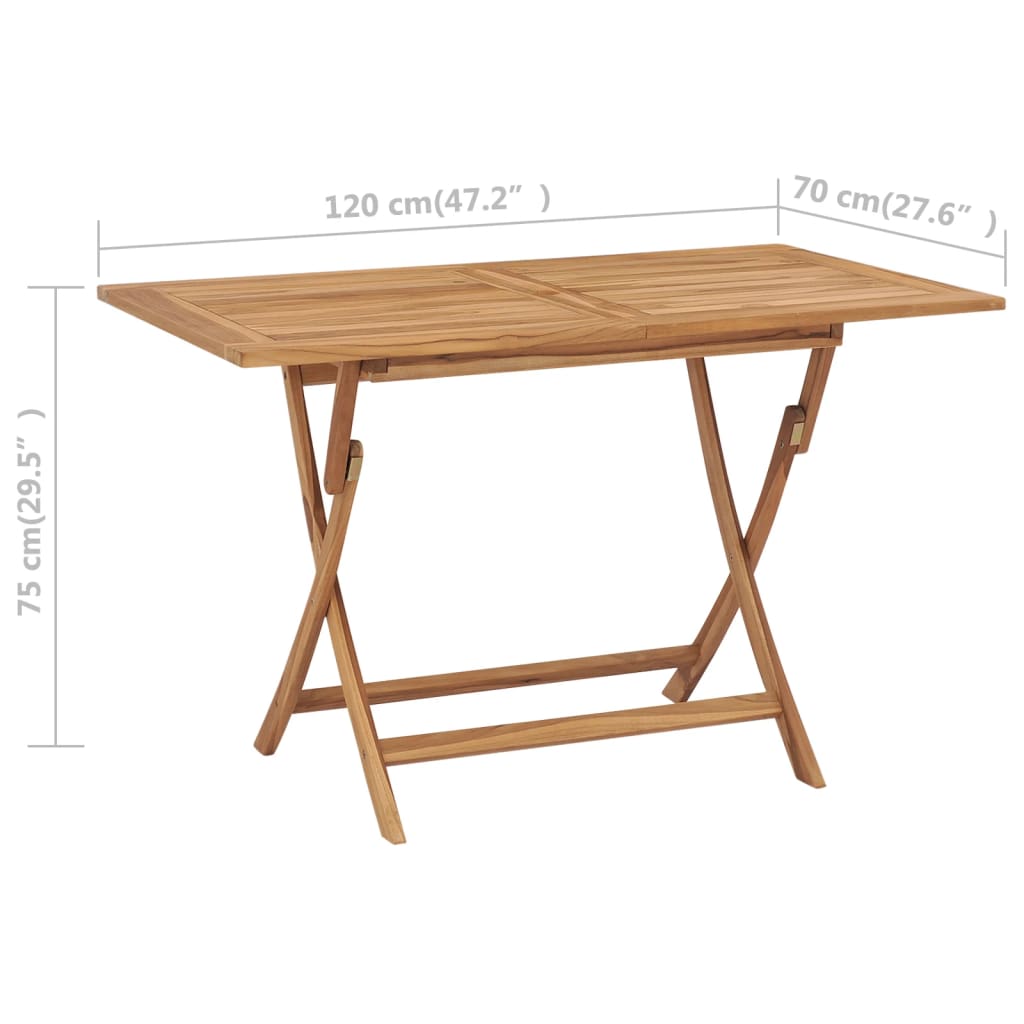 vidaXL Outdoor Dining Table Folding Table Garden Furniture Solid Wood Teak-5
