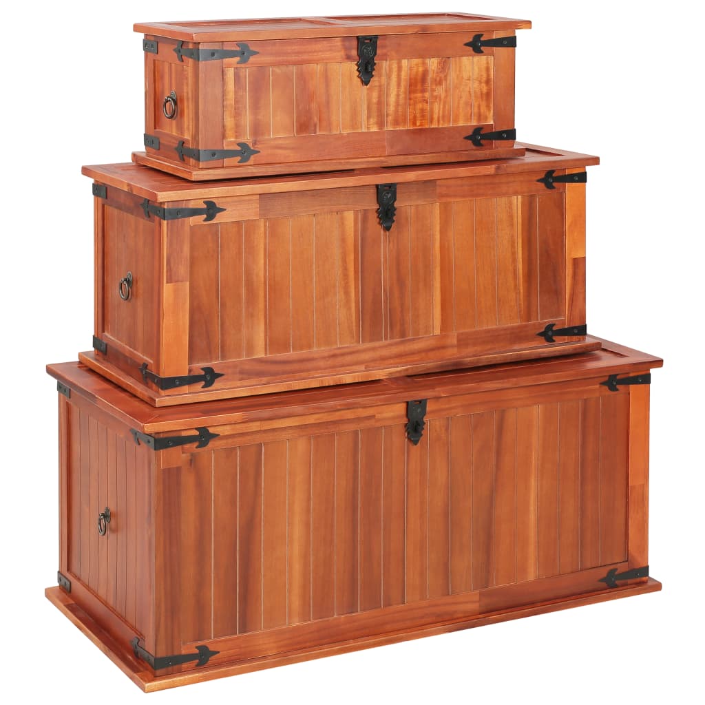 vidaXL Storage Chests 3 pcs Solid Acacia Wood-0