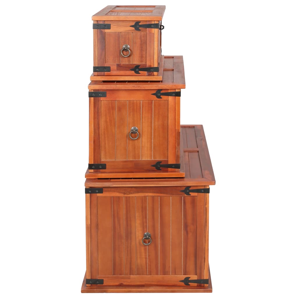 vidaXL Storage Chests 3 pcs Solid Acacia Wood-3