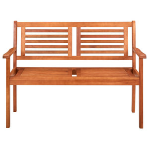 vidaXL Loveseat Wooden Outdoor Patio Bench with Backrest Solid Wood Eucalyptus-6