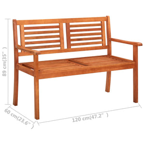 vidaXL Loveseat Wooden Outdoor Patio Bench with Backrest Solid Wood Eucalyptus-4