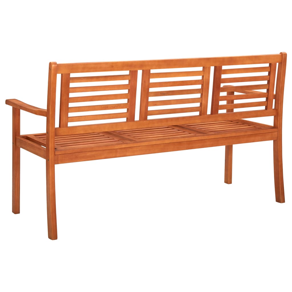 vidaXL Loveseat Wooden Outdoor Patio Bench with Backrest Solid Wood Eucalyptus-3