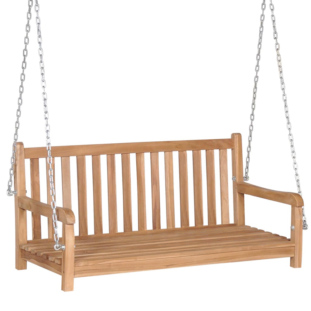 vidaXL Patio Swing Chair Outdoor Swing Bench Hanging Daybed Solid Teak Wood-0