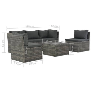 vidaXL Patio Lounge Set Garden Outdoor Sofa with Cushions 4 Piece PE Rattan-7