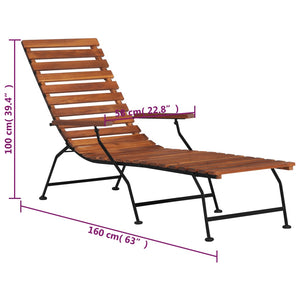 vidaXL Patio Deck Chair Solid Wood Acacia-4