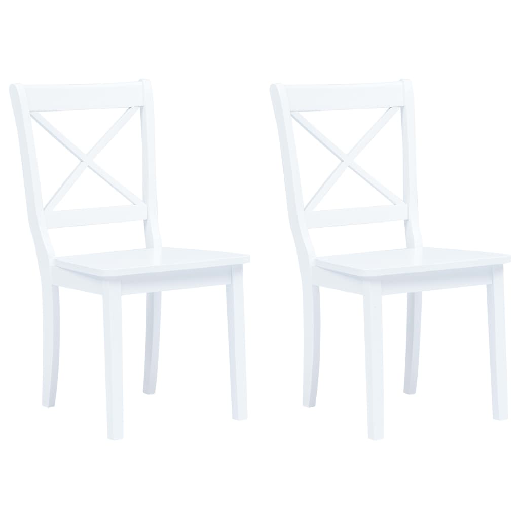 vidaXL Dining Chairs Side Chair for Dining Room 2 Pcs White Solid Wood Rubber-14