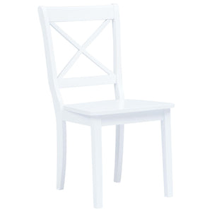 vidaXL Dining Chairs Side Chair for Dining Room 2 Pcs White Solid Wood Rubber-53