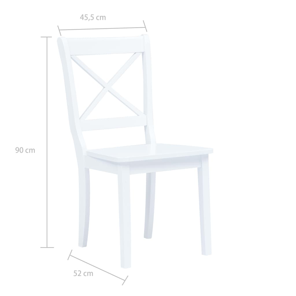 vidaXL Dining Chairs Side Chair for Dining Room 2 Pcs White Solid Wood Rubber-47