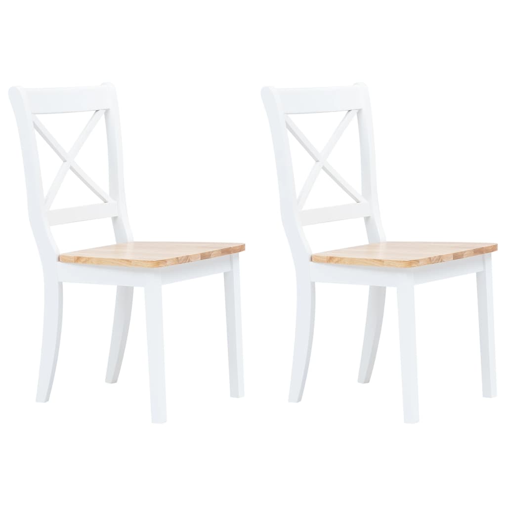 vidaXL Dining Chairs Side Chair for Dining Room 2 Pcs White Solid Wood Rubber-26