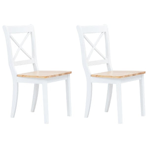 vidaXL Dining Chairs Side Chair for Dining Room 2 Pcs White Solid Wood Rubber-26