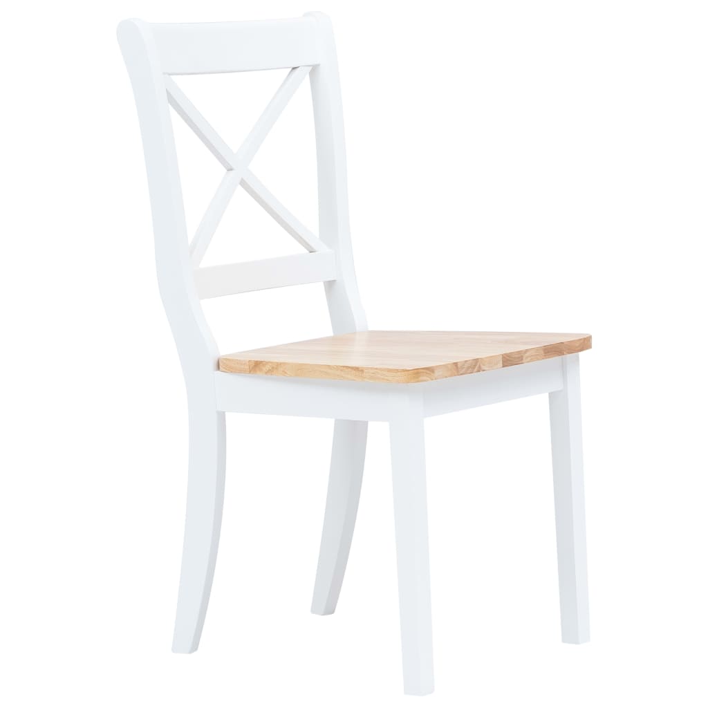 vidaXL Dining Chairs Side Chair for Dining Room 2 Pcs White Solid Wood Rubber-60