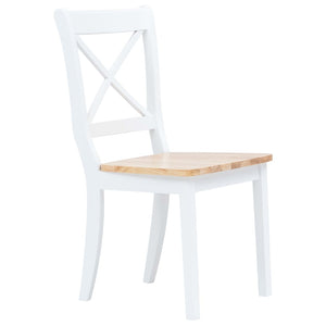 vidaXL Dining Chairs Side Chair for Dining Room 2 Pcs White Solid Wood Rubber-60