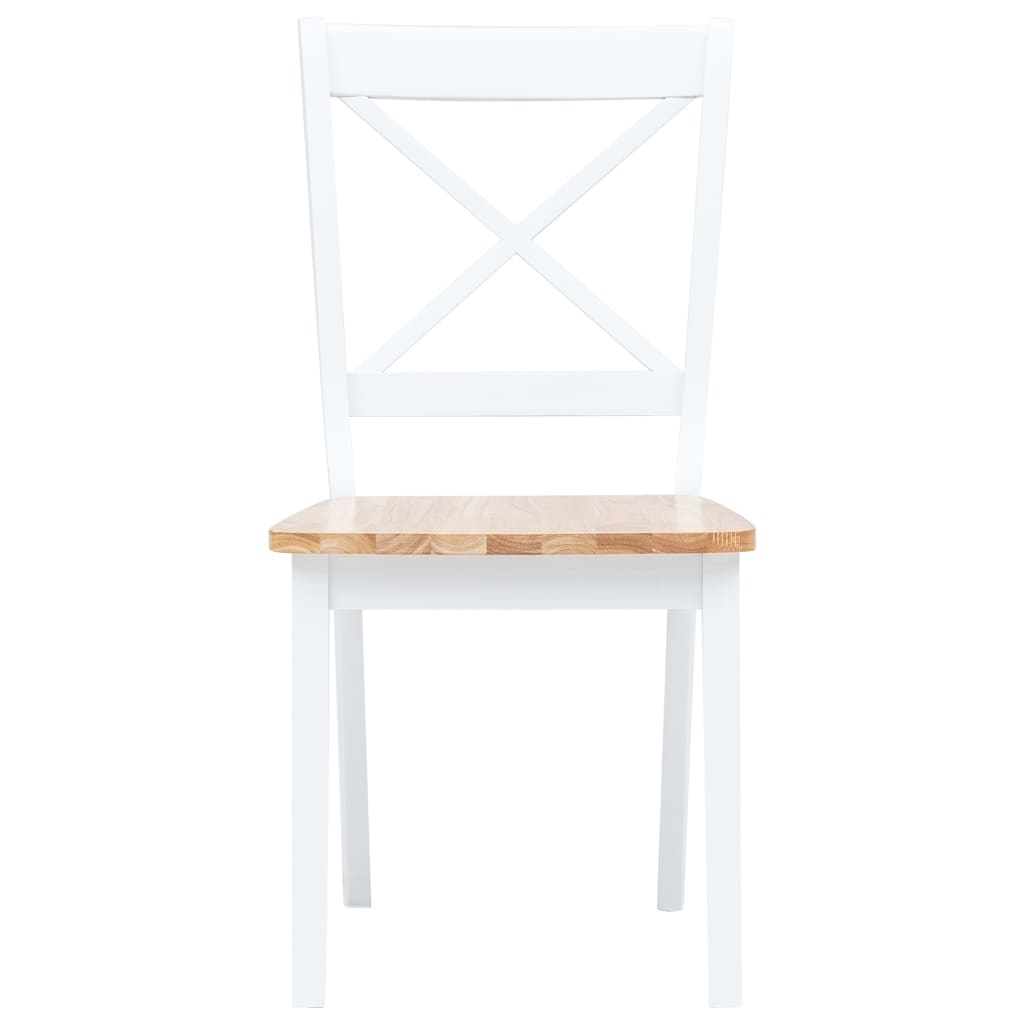 vidaXL Dining Chairs Side Chair for Dining Room 2 Pcs White Solid Wood Rubber-3