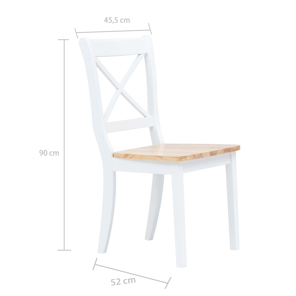 vidaXL Dining Chairs Side Chair for Dining Room 2 Pcs White Solid Wood Rubber-58